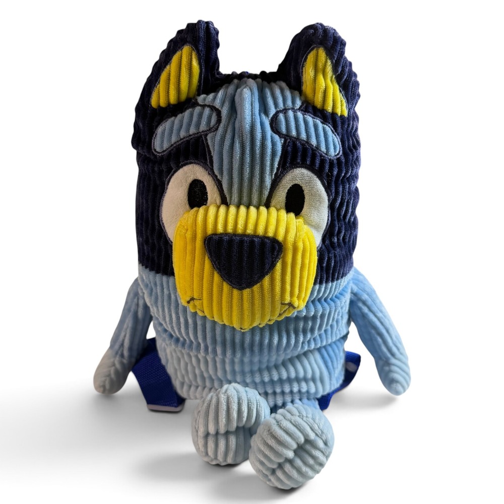 Bluey Corduroy Plush Backpack Blue Character Bag Small Zippered 12 Inch